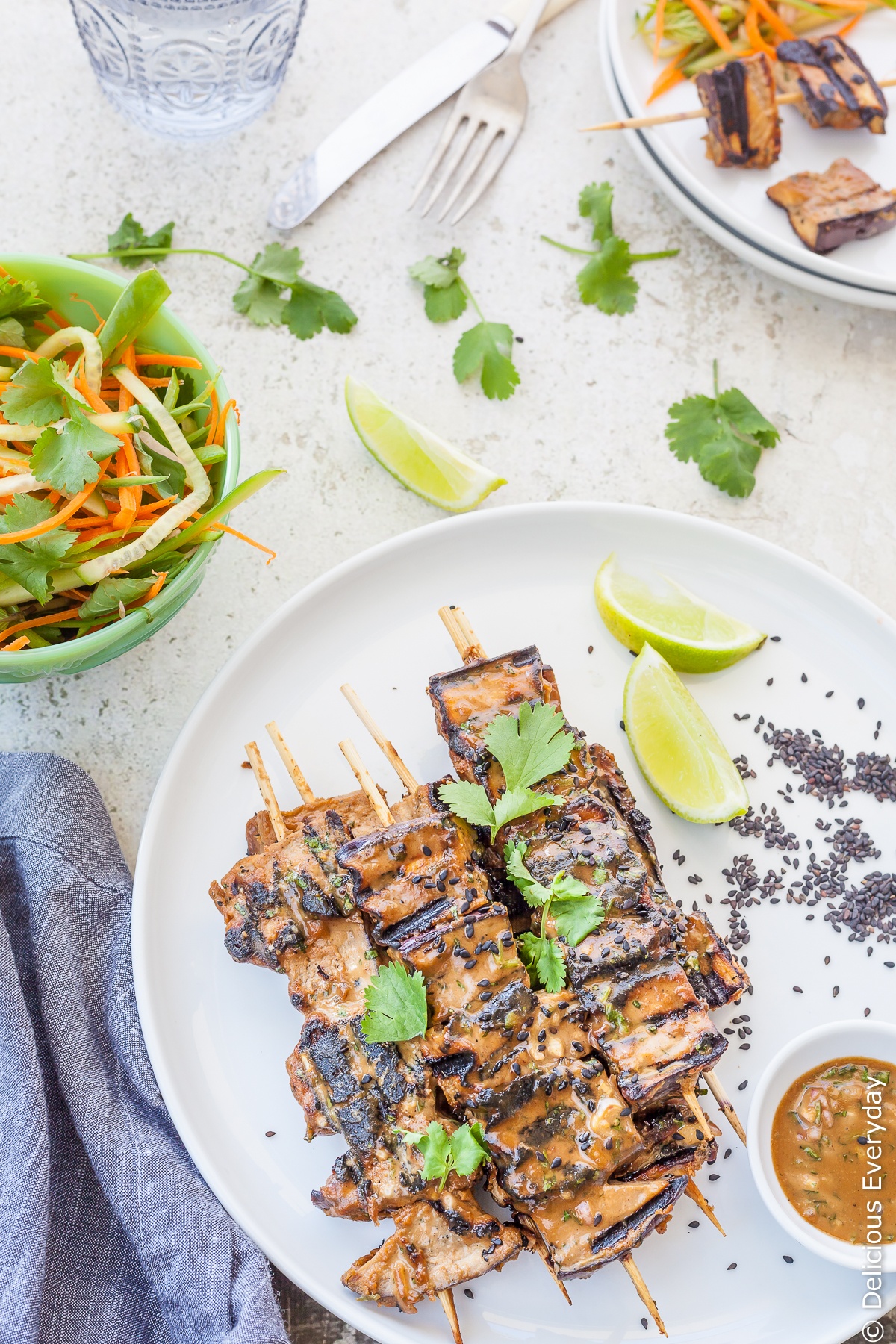 Read more about the article Grilled Eggplant Tahini Satay Kebabs